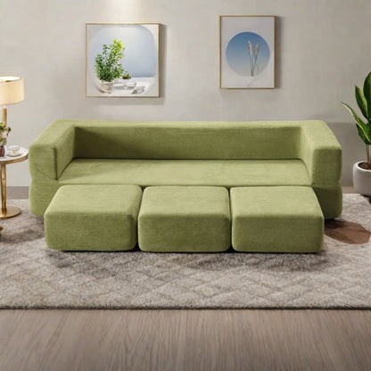 Divano a 3 posti in ciniglia 79.14 con schiuma ad alta densità, fodera rimovibile con cerniera e tappetino da gioco pieghevole