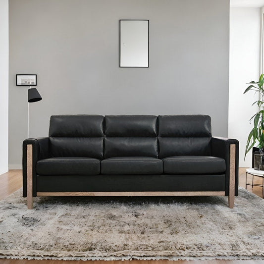 Divano a 3 posti nero da 79,5 pollici con morbidi cuscini, divano da appartamento per soggiorno