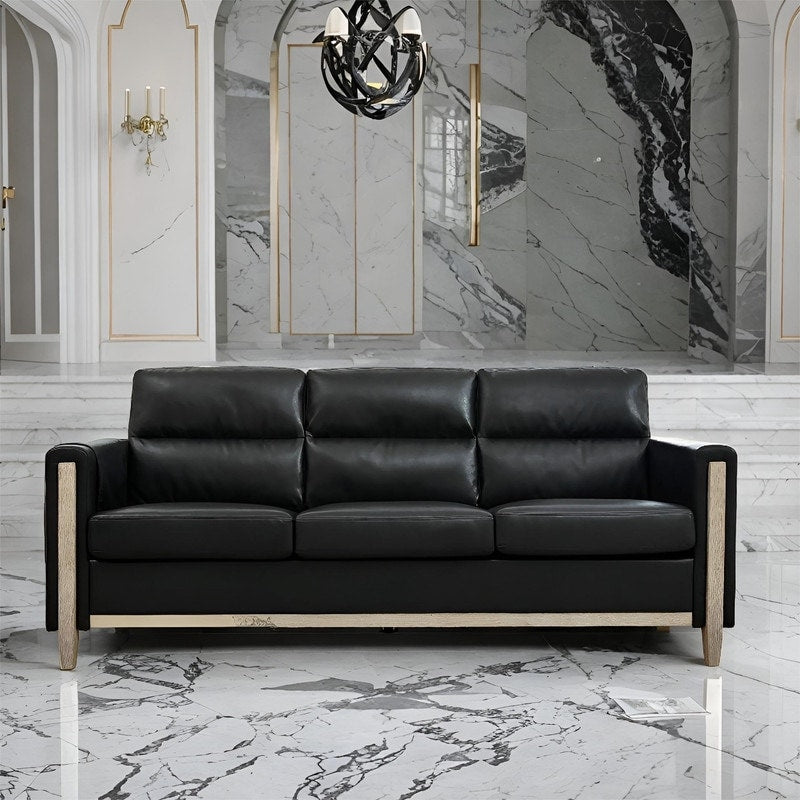 Divano a 3 posti nero da 79,5 pollici con morbidi cuscini, divano da appartamento per soggiorno