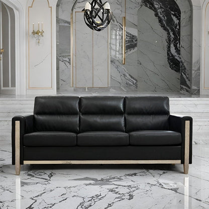 Divano a 3 posti nero da 79,5 pollici con morbidi cuscini, divano da appartamento per soggiorno