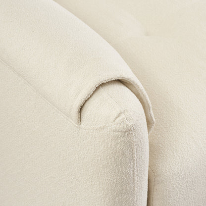 Tessuto per divano Teddy Cotton Linen lungo 79,50 pollici, con gambe lunghe coniche in metallo, striscia di metallo abbinata, elegante e semplice - Beige