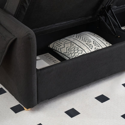 Tessuto per divano Teddy Cotton Linen lungo 79,50 pollici, con gambe lunghe coniche in metallo, striscia di metallo abbinata, elegante e semplice