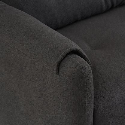 Tessuto per divano Teddy Cotton Linen lungo 79,50 pollici, con gambe lunghe coniche in metallo, striscia di metallo abbinata, elegante e semplice