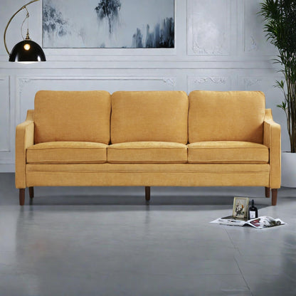 Divano moderno classico in tessuto 79,5 a 3 posti con braccioli quadrati per soggiorno