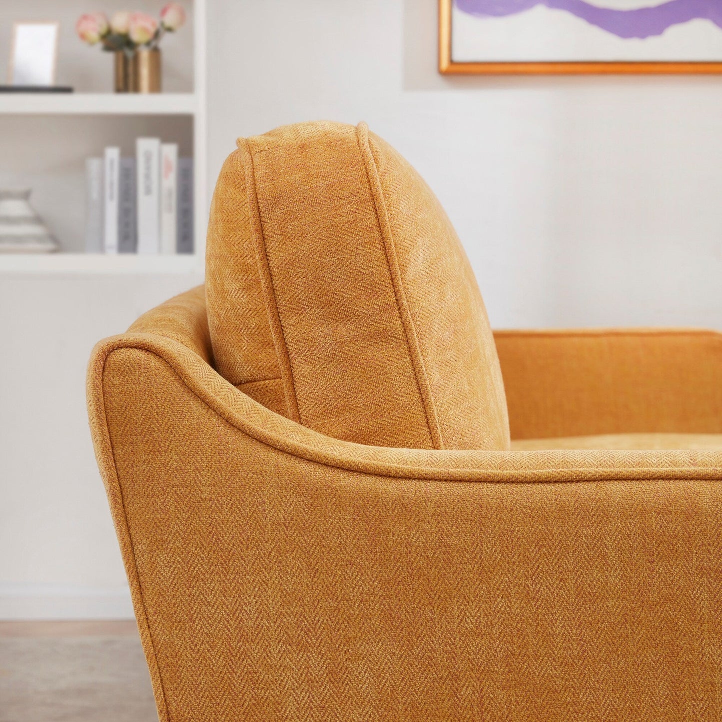 Divano moderno classico in tessuto 79,5 a 3 posti con braccioli quadrati per soggiorno