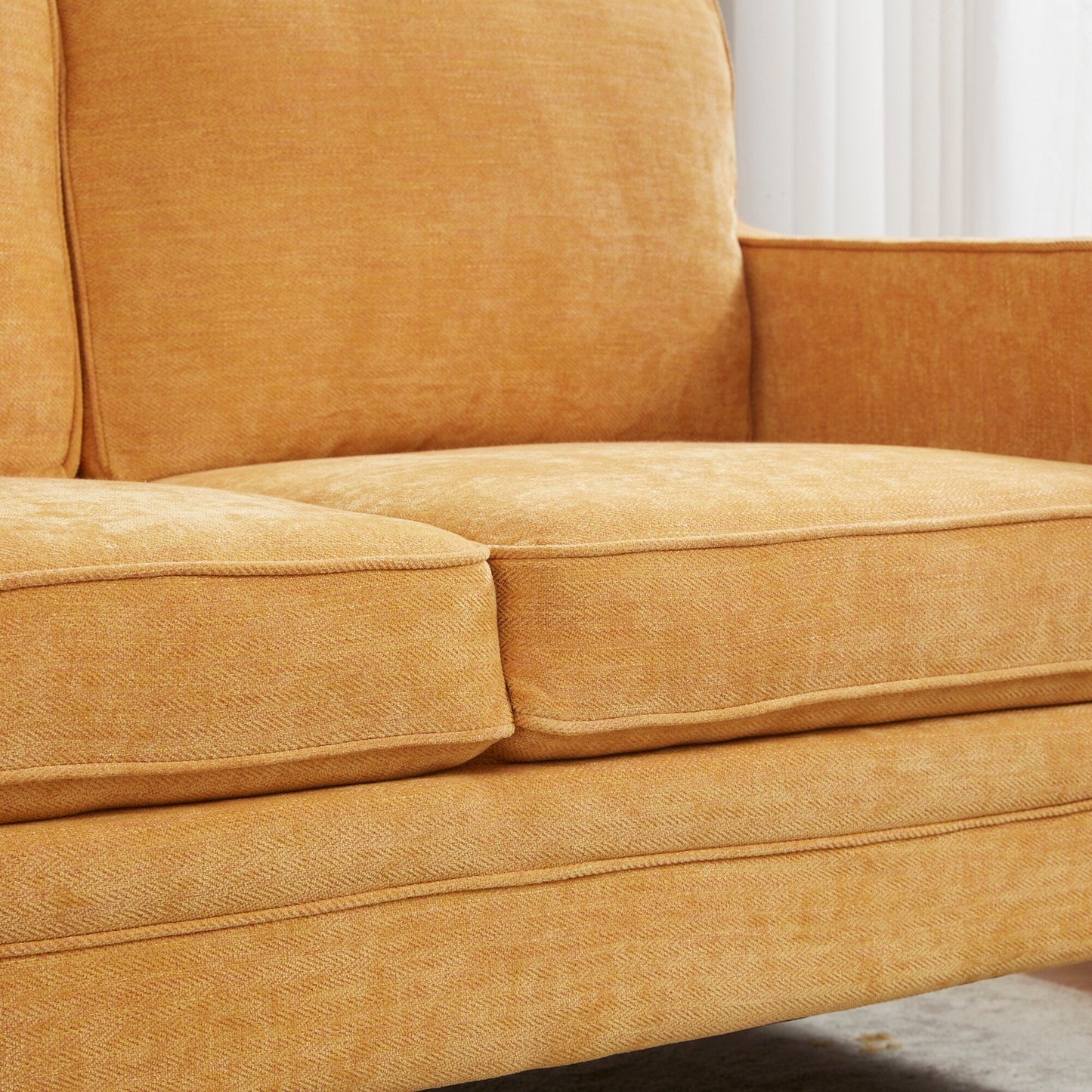 Divano moderno classico in tessuto 79,5 a 3 posti con braccioli quadrati per soggiorno