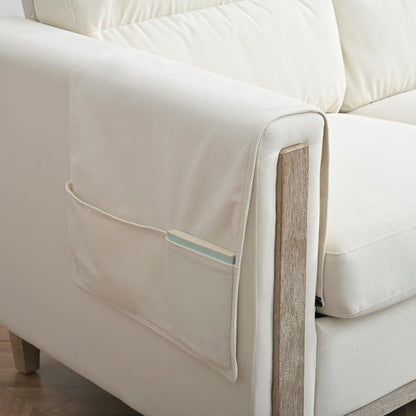 Divano moderno a 3 posti con cuscini e tasca laterale per soggiorno, 79,5 cm