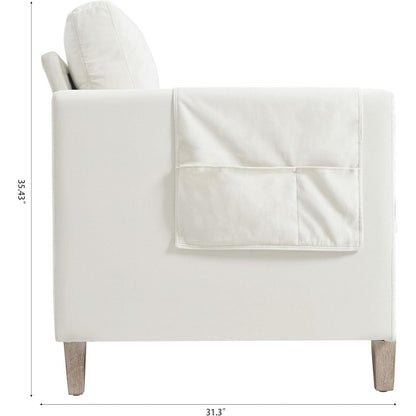 Divano moderno a 3 posti con cuscini e tasca laterale per soggiorno, 79,5 cm