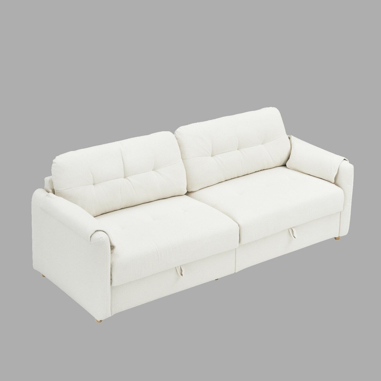 Divano in tessuto Teddy 79.5 - Elegante divano a 3 posti con finiture in metallo e cuscini in spugna elastica