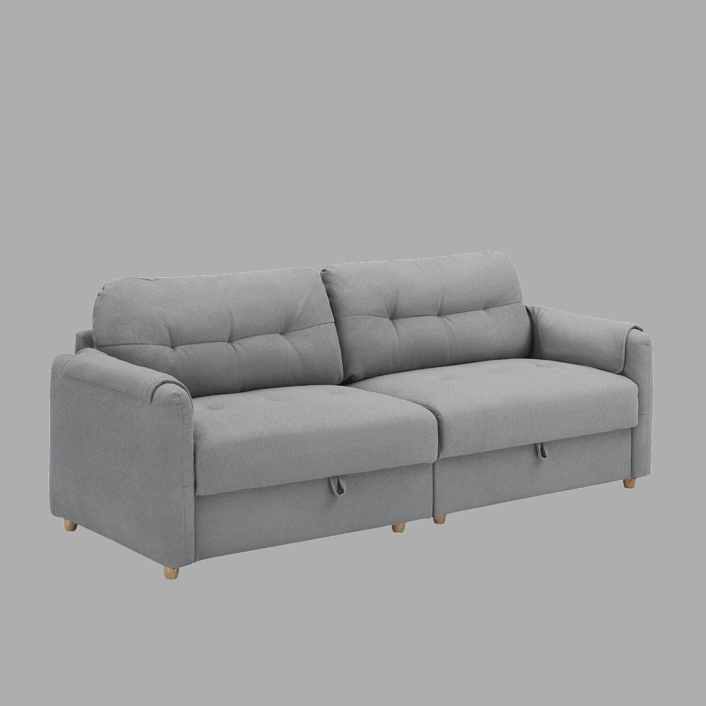 Divano in tessuto Teddy 79.5 - Elegante divano a 3 posti con finiture in metallo e cuscini in spugna elastica