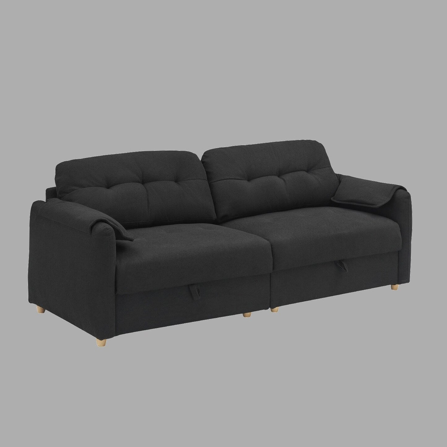 Divano in tessuto Teddy 79.5 - Elegante divano a 3 posti con finiture in metallo e cuscini in spugna elastica