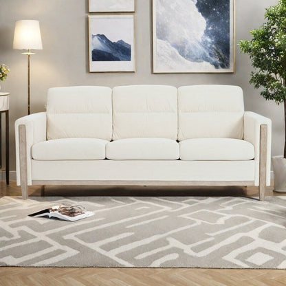 Divano a 3 posti in legno massello di velluto da 79,5 pollici con seduta a molle insacchettate, schienale in schiuma PP e tasca portaoggetti laterale