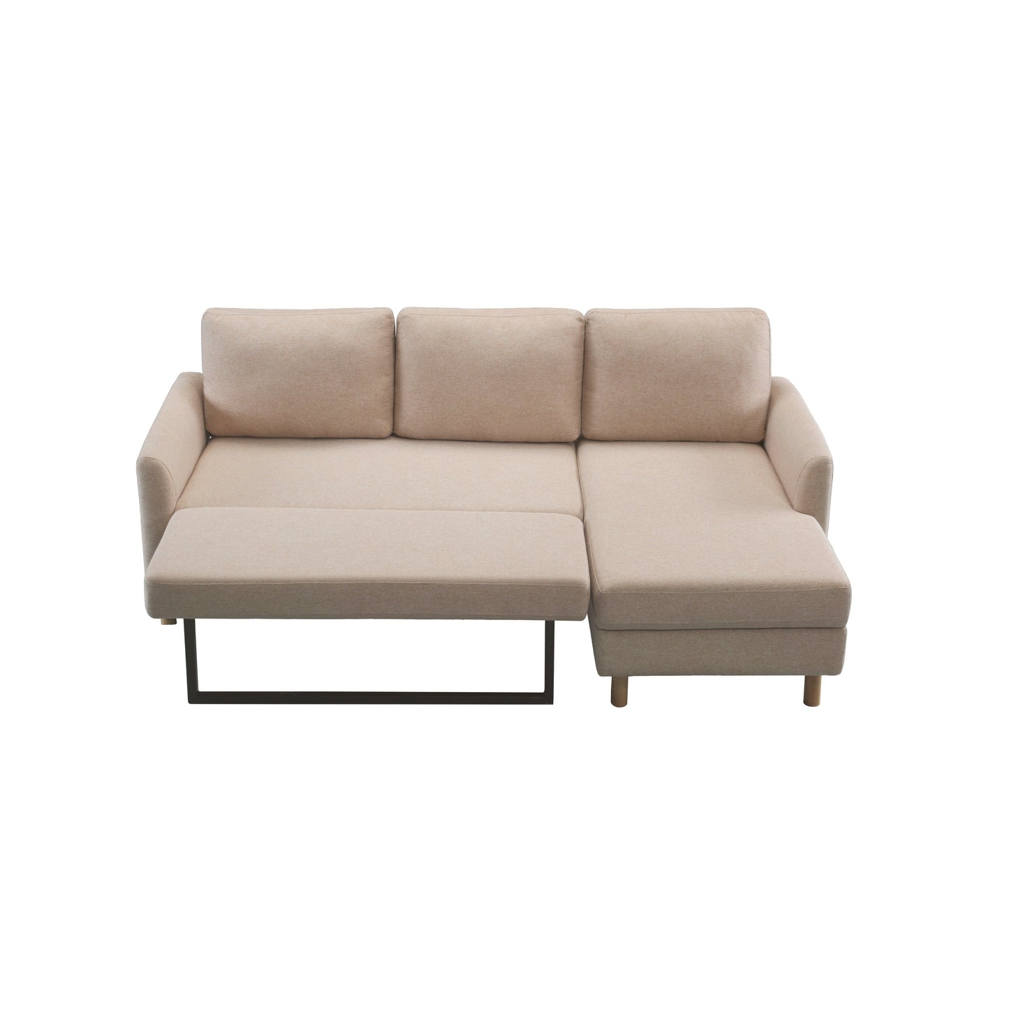 Divano a L in tessuto regolabile da 79,5'', 3 posti con letto estraibile e chaise longue contenitore