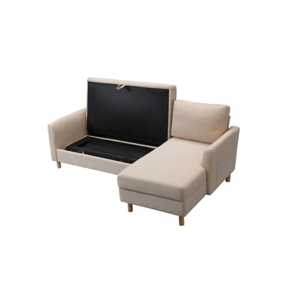 Divano letto a 3 posti a L in tessuto da 79,5'' con chaise longue, letto estraibile e design imbottito
