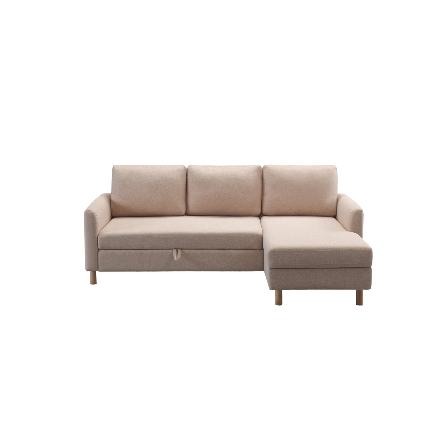 Divano letto a 3 posti a L in tessuto da 79,5'' con chaise longue, letto estraibile e design imbottito
