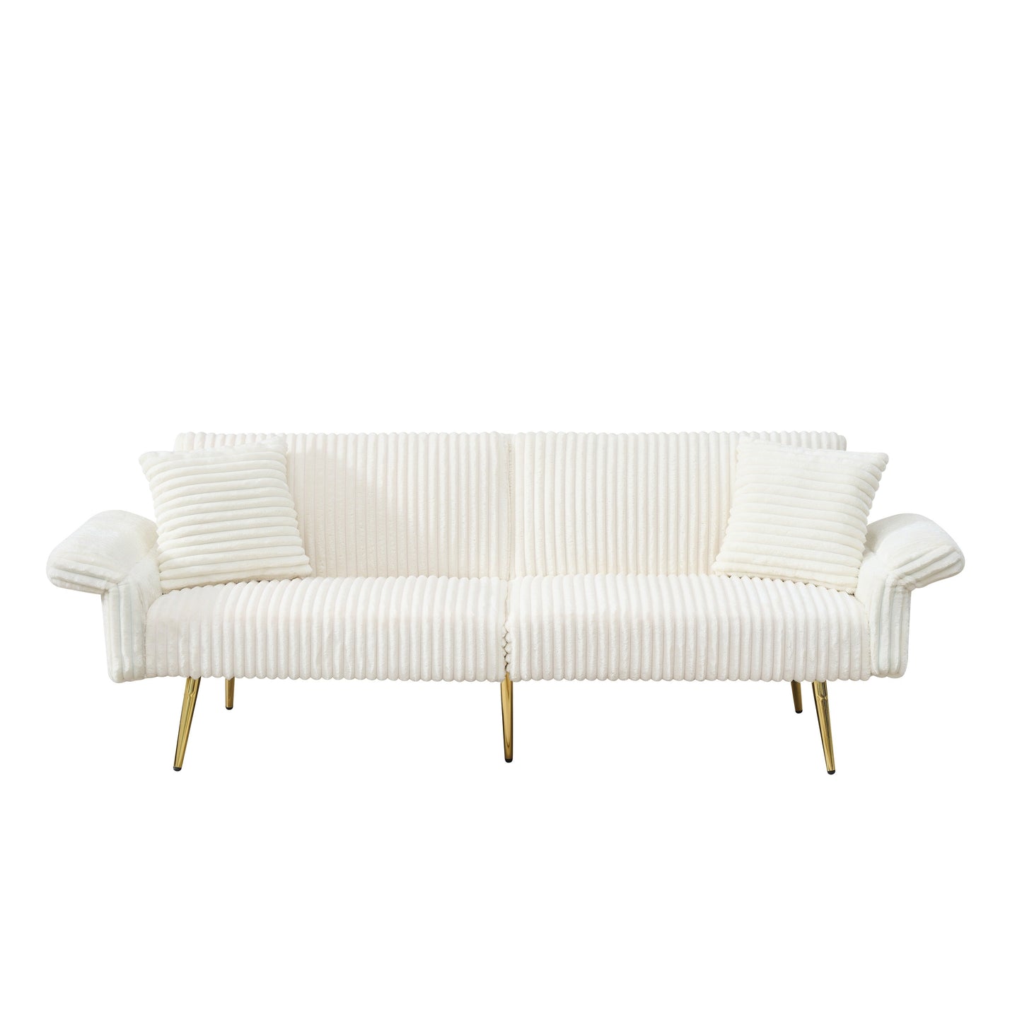 Divano letto pieghevole in velluto a coste 79 con braccioli a 3 posizioni, schiuma ad alta resilienza e gambe in metallo