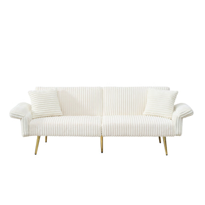 Divano letto pieghevole in velluto a coste 79 con braccioli a 3 posizioni, schiuma ad alta resilienza e gambe in metallo