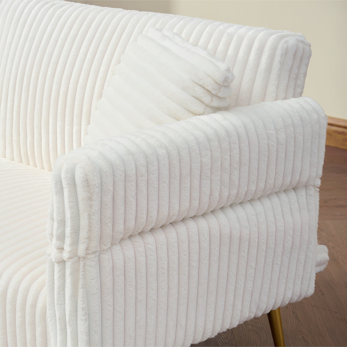 Divano letto pieghevole in velluto a coste 79 con braccioli a 3 posizioni, schiuma ad alta resilienza e gambe in metallo