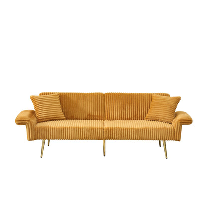 Divano letto pieghevole in velluto a coste 79 con braccioli a 3 posizioni, schiuma ad alta resilienza e gambe in metallo