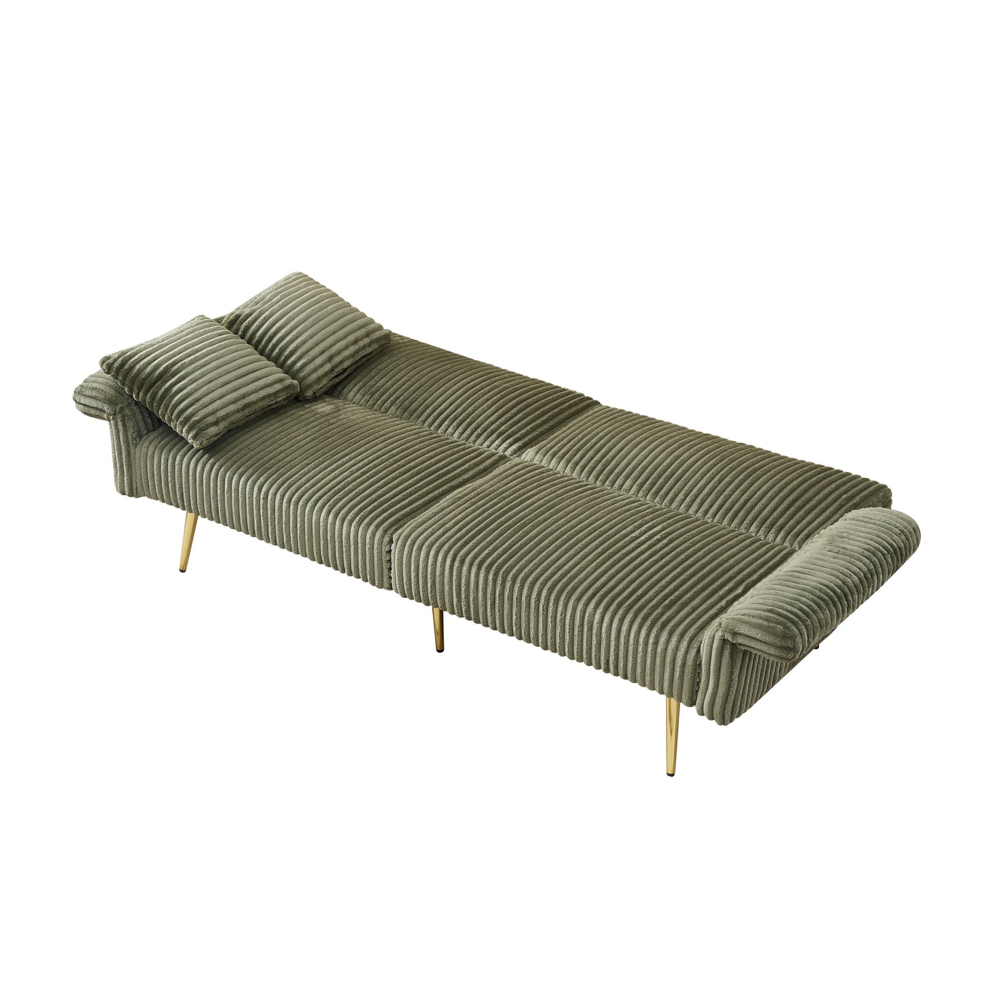 Divano letto pieghevole in velluto a coste 79 con braccioli a 3 posizioni, schiuma ad alta resilienza e gambe in metallo