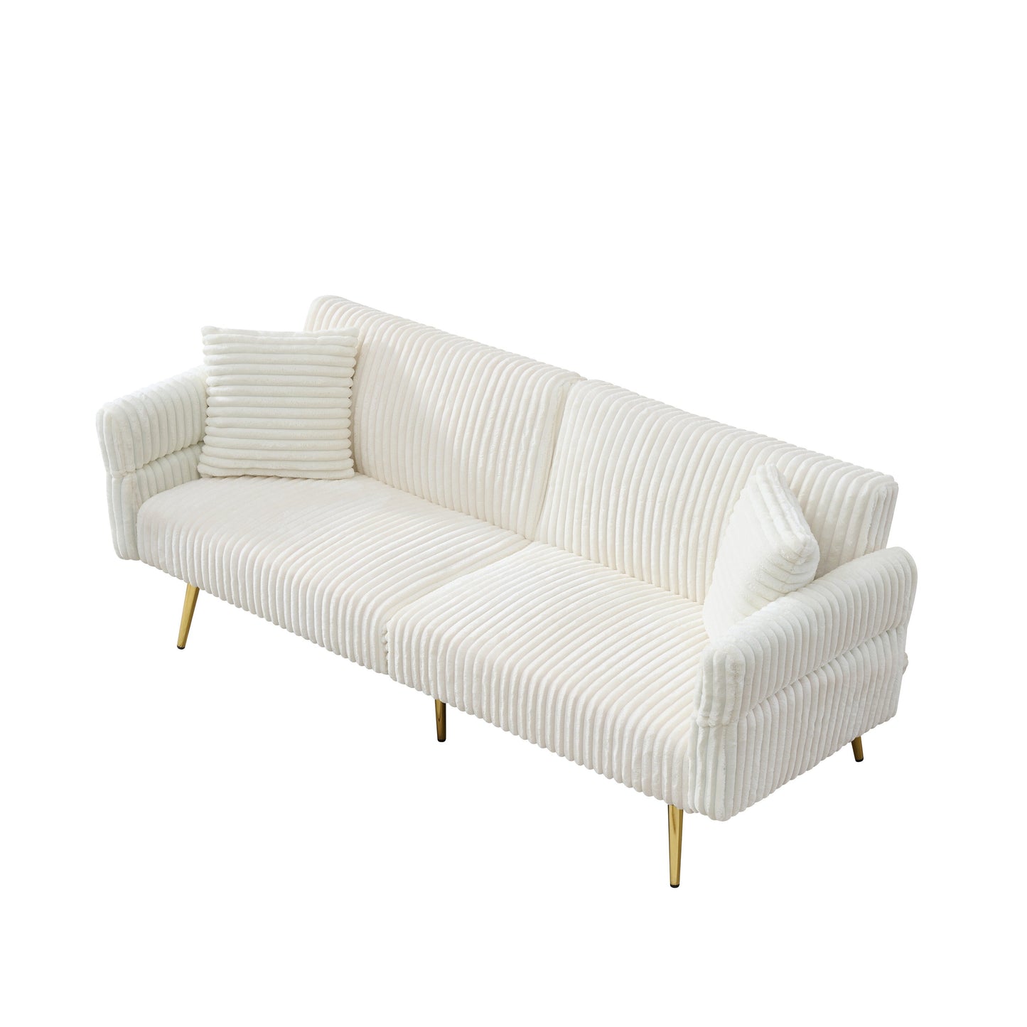 Divano letto pieghevole in velluto a coste 79 con braccioli a 3 posizioni, schiuma ad alta resilienza e gambe in metallo