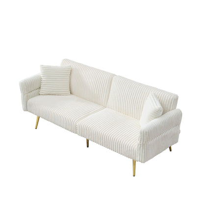 Divano letto pieghevole in velluto a coste 79 con braccioli a 3 posizioni, schiuma ad alta resilienza e gambe in metallo