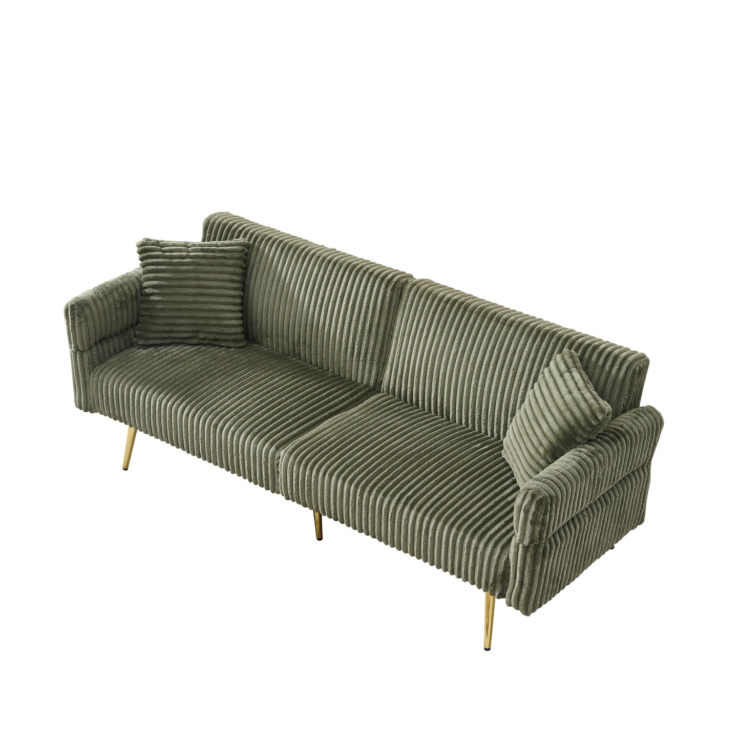 Divano letto pieghevole in velluto a coste 79 con braccioli a 3 posizioni, schiuma ad alta resilienza e gambe in metallo