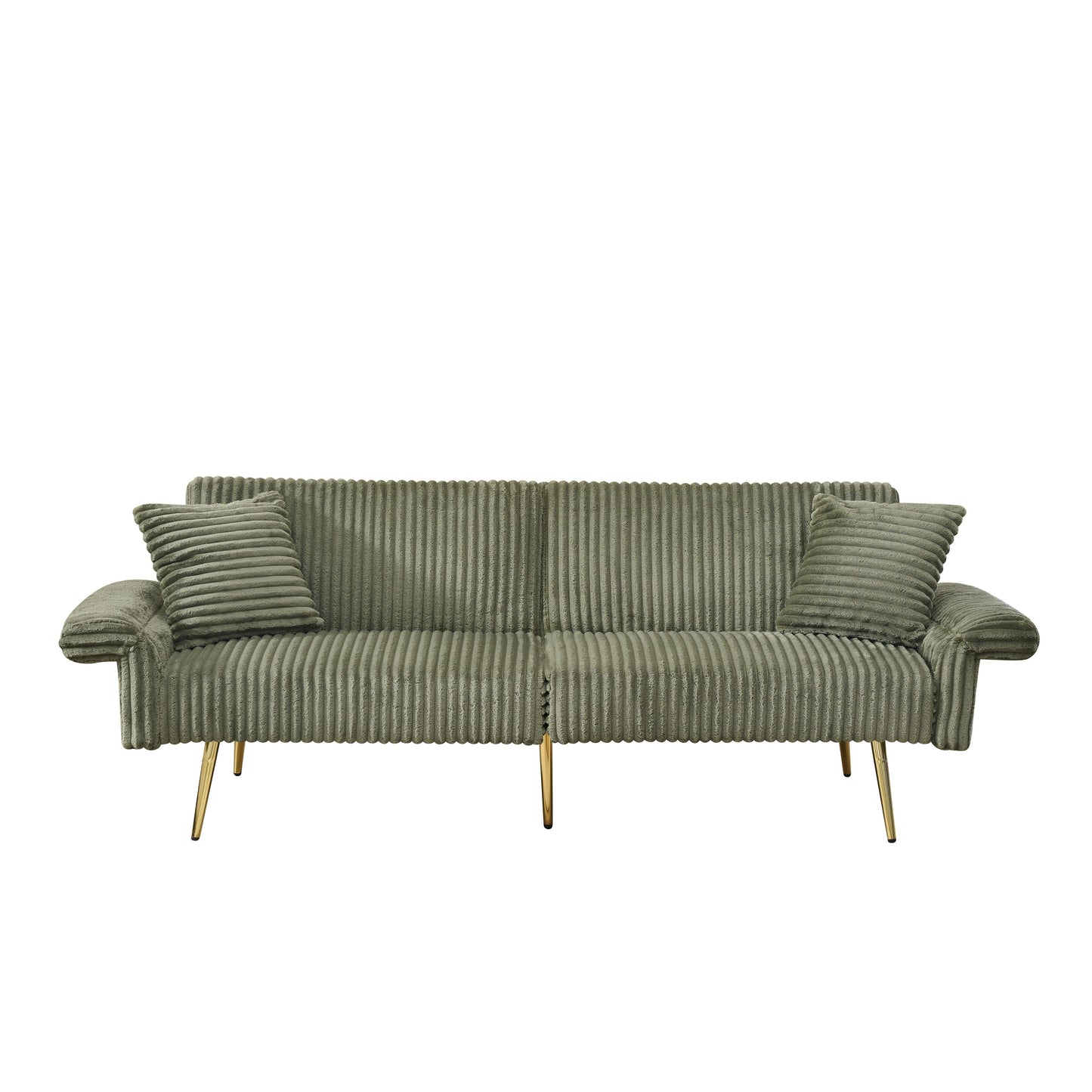 Divano letto pieghevole in velluto a coste 79 con braccioli a 3 posizioni, schiuma ad alta resilienza e gambe in metallo