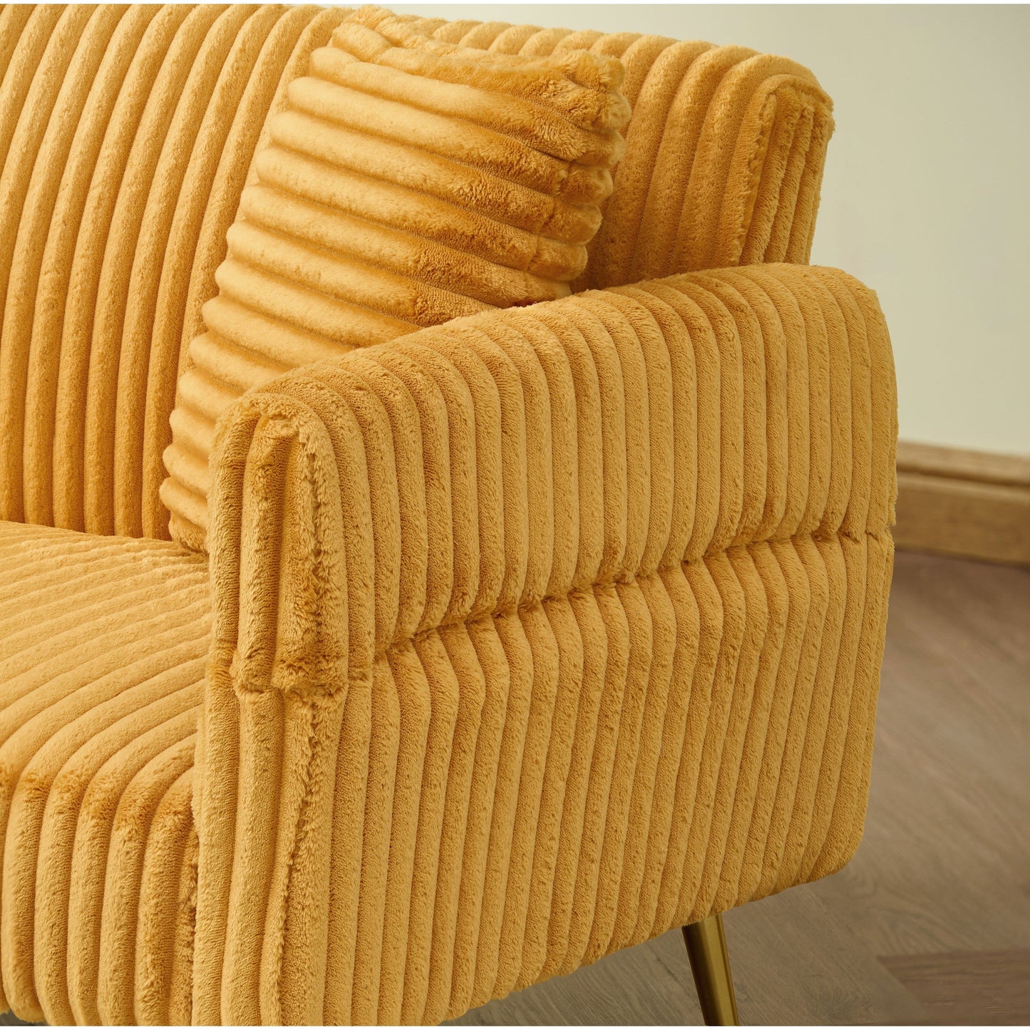 Divano letto pieghevole in velluto a coste 79 con braccioli a 3 posizioni, schiuma ad alta resilienza e gambe in metallo