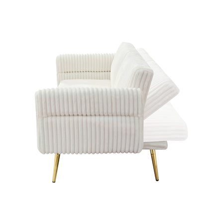 Divano letto pieghevole in velluto a coste 79 con braccioli a 3 posizioni, schiuma ad alta resilienza e gambe in metallo