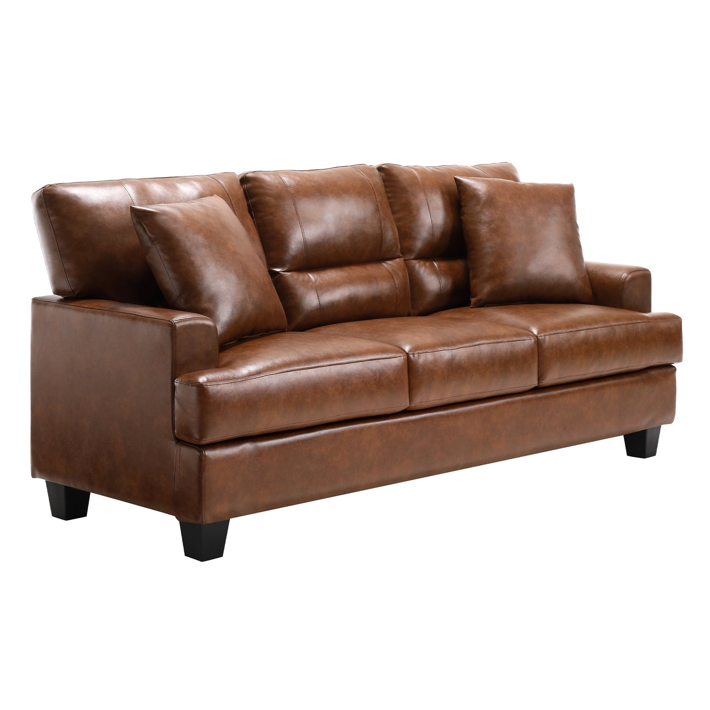 Divano oversize in similpelle con braccioli quadrati in stile italiano