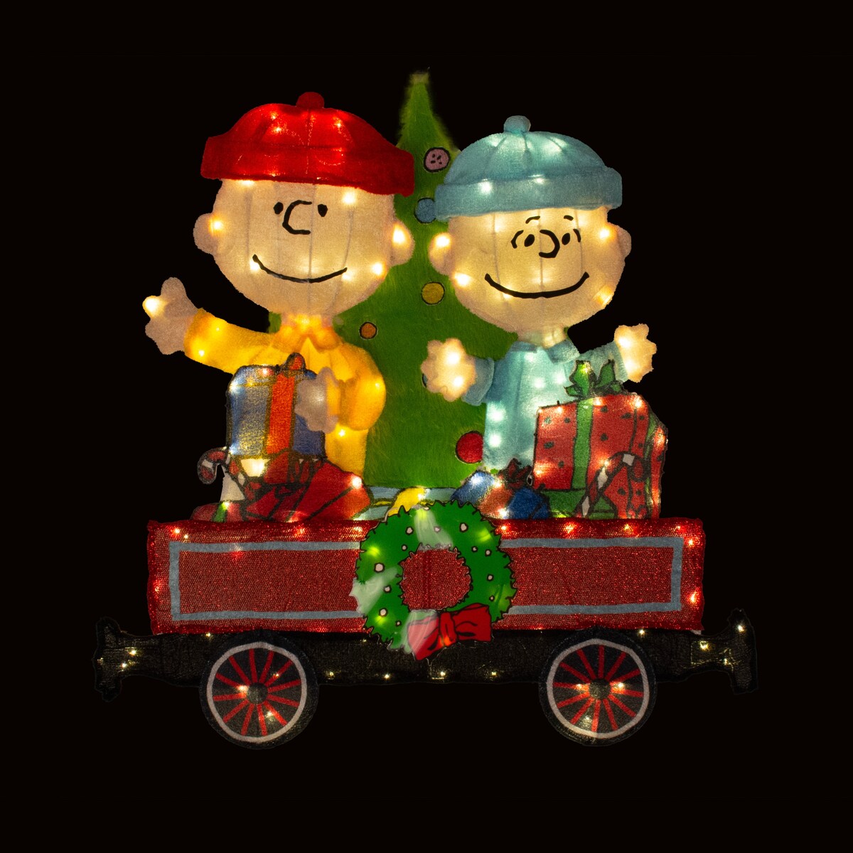 79 Peanuts Set di 2 trenini preilluminati a LED 2D da giardino