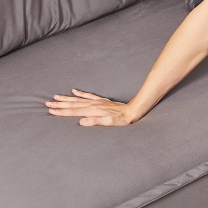 Divano reclinabile a 3 posti in velluto 79 con 2 cuscini, struttura in legno massello e molle sinuose