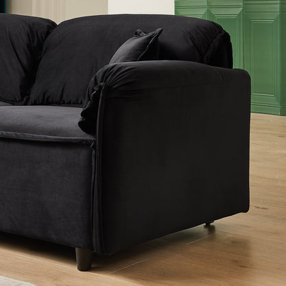 Divano reclinabile a 3 posti in velluto 79 con 2 cuscini, struttura in legno massello e molle sinuose