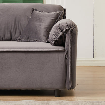 Divano reclinabile a 3 posti in velluto 79 con 2 cuscini, struttura in legno massello e molle sinuose