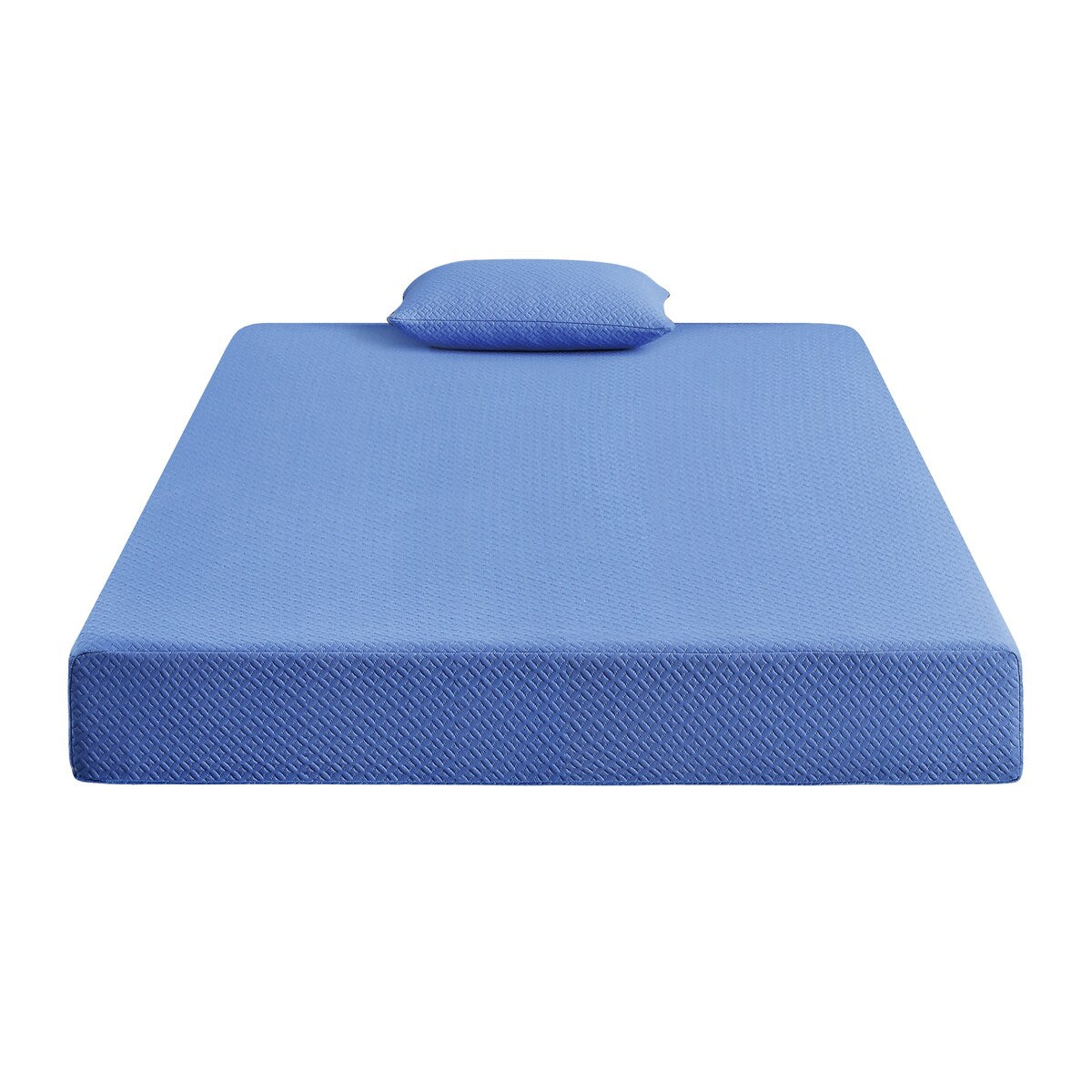 Set di materasso e cuscino da 7 pollici, in tessuto traspirante, in memory foam con infusione di gel, blu, materasso in una scatola