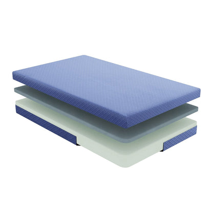 Set di materasso e cuscino da 7 pollici, in tessuto traspirante, in memory foam con infusione di gel, blu, materasso in una scatola