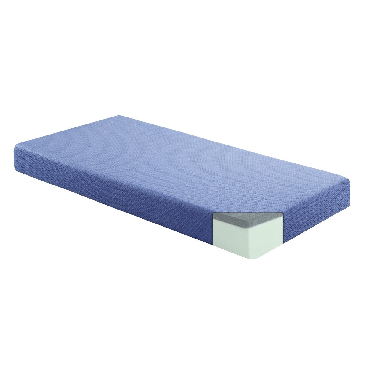 Set di materasso e cuscino singolo da 7 pollici, materasso in memory foam infuso di gel e tessuto traspirante, blu, materasso in una scatola