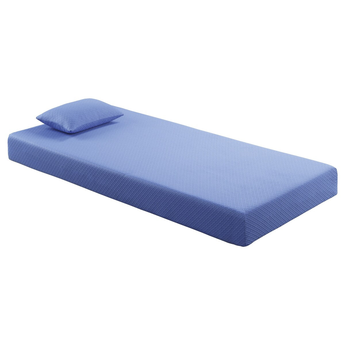 Set di materasso e cuscino singolo da 7 pollici, materasso in memory foam infuso di gel e tessuto traspirante, blu, materasso in una scatola