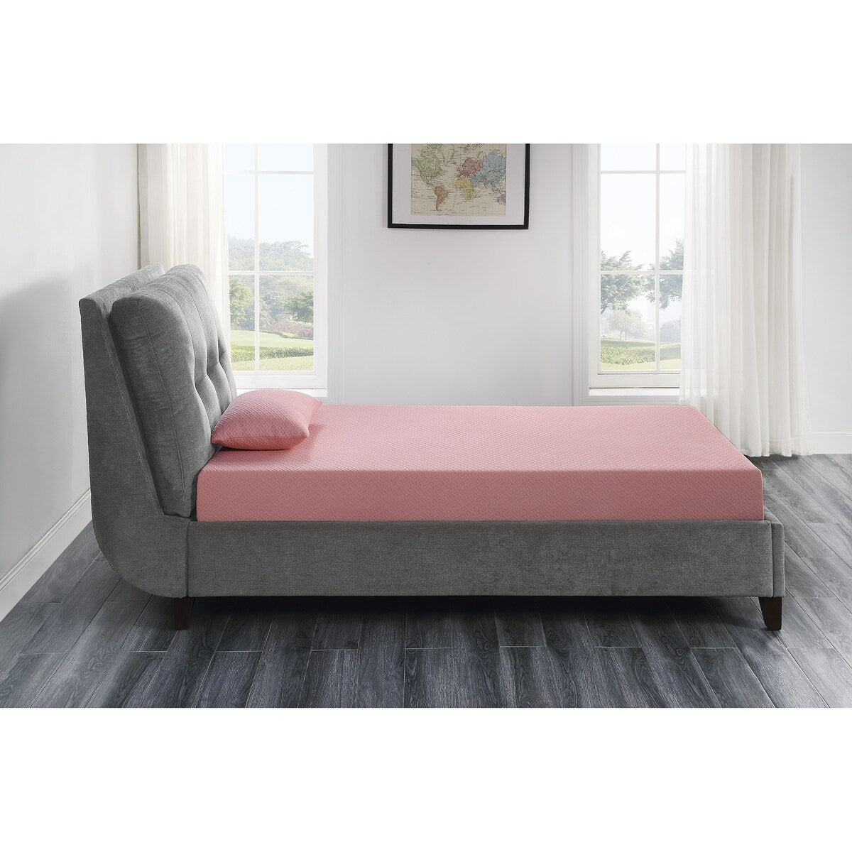Set di materasso e cuscino singolo da 7 pollici, materasso in memory foam con gel traspirante, rosa, materasso in una scatola