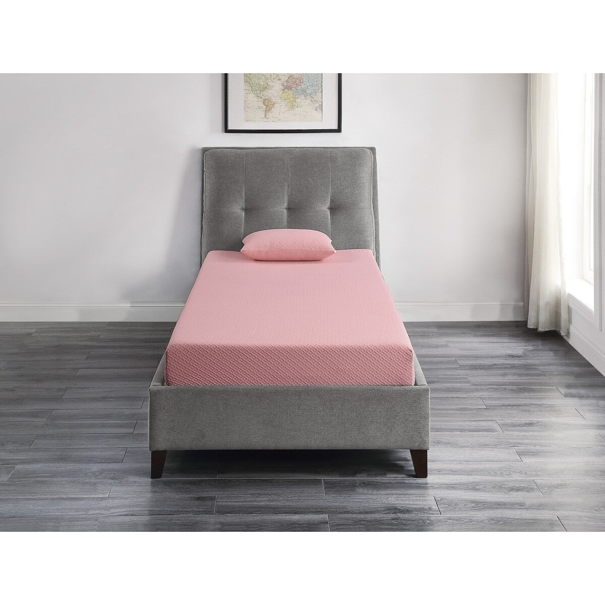 Set di materasso e cuscino singolo da 7 pollici, materasso in memory foam con gel traspirante, rosa, materasso in una scatola