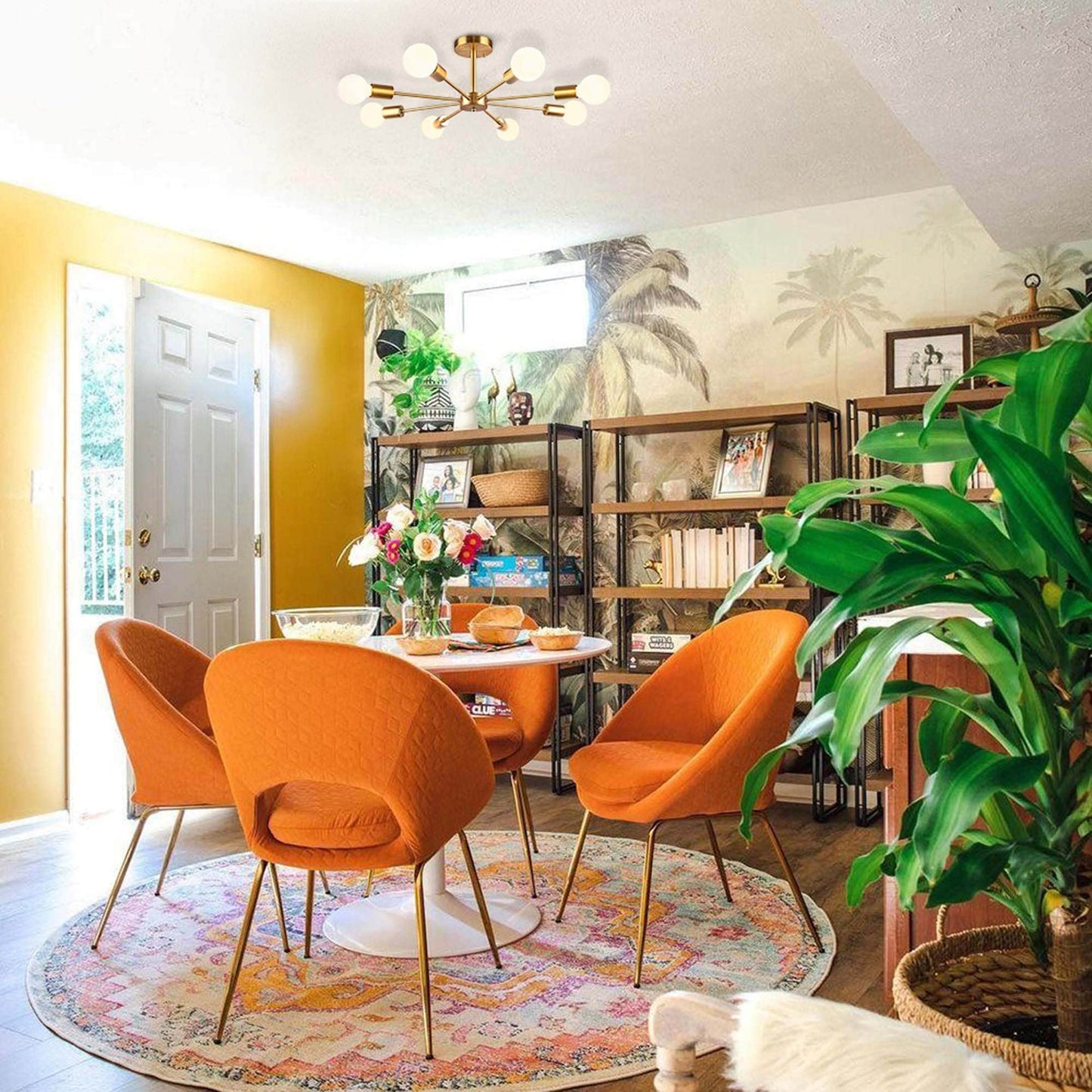 Lampada semi-incassata Sputnik nera/oro da soffitto per soggiorno/cucina/ufficio/camera da letto/ingresso