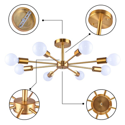 Lampada semi-incassata Sputnik nera/oro da soffitto per soggiorno/cucina/ufficio/camera da letto/ingresso