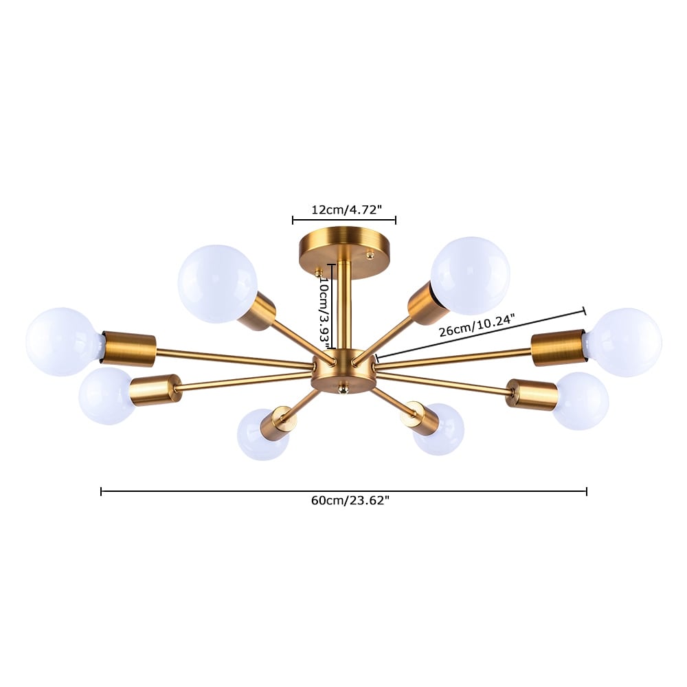 Lampada semi-incassata Sputnik nera/oro da soffitto per soggiorno/cucina/ufficio/camera da letto/ingresso