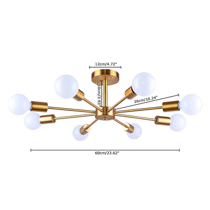 Lampada semi-incassata Sputnik nera/oro da soffitto per soggiorno/cucina/ufficio/camera da letto/ingresso
