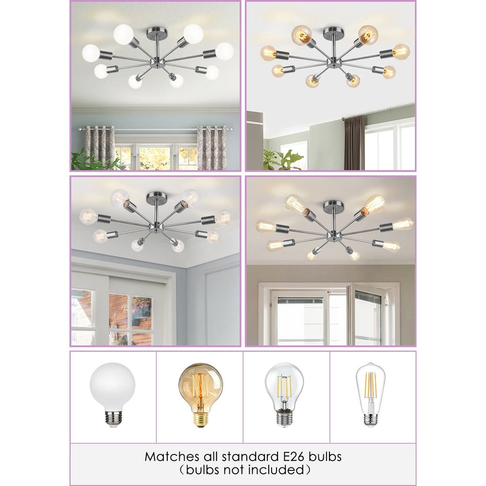 Lampada semi-incassata Sputnik nera/oro da soffitto per soggiorno/cucina/ufficio/camera da letto/ingresso