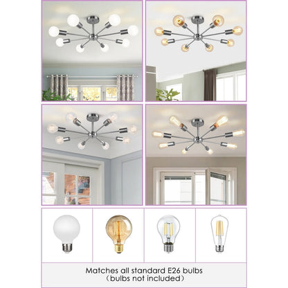 Lampada semi-incassata Sputnik nera/oro da soffitto per soggiorno/cucina/ufficio/camera da letto/ingresso