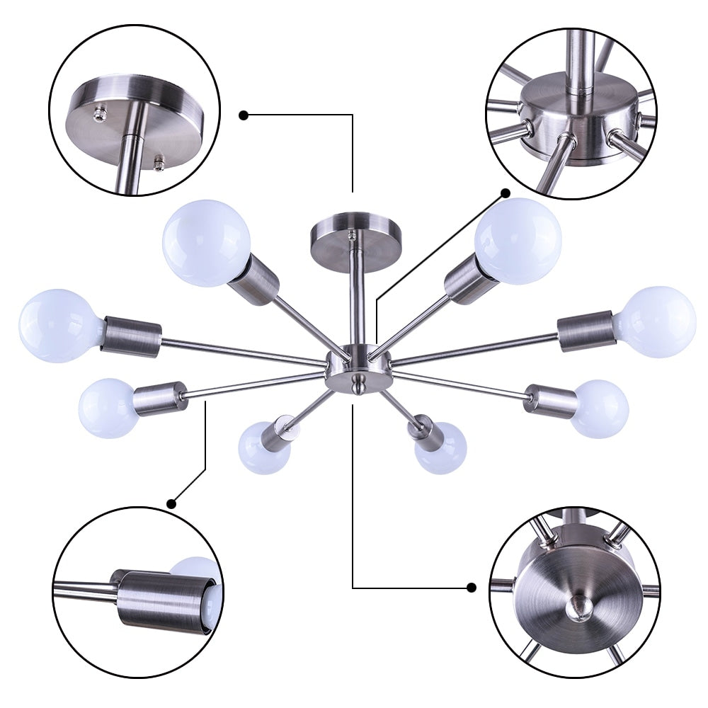 Lampada semi-incassata Sputnik nera/oro da soffitto per soggiorno/cucina/ufficio/camera da letto/ingresso