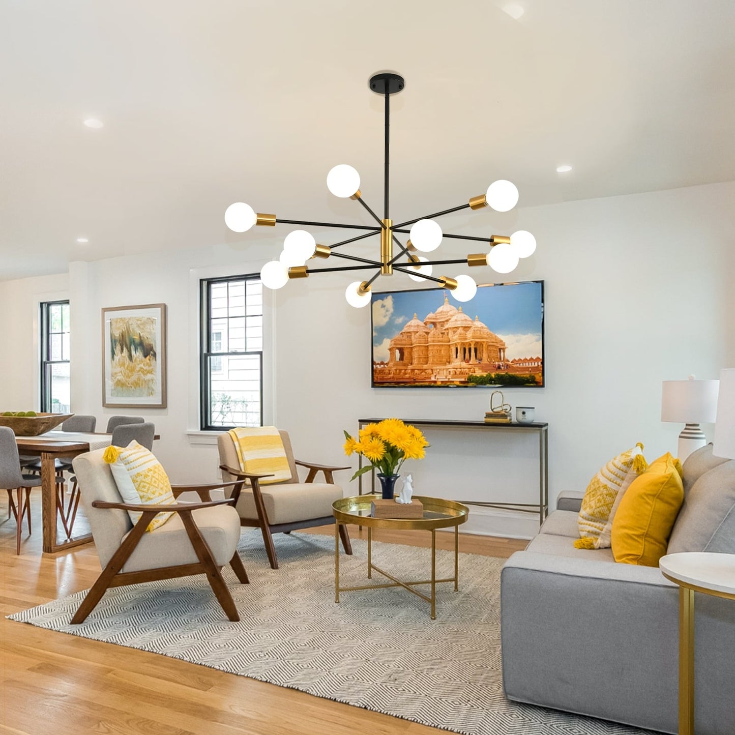 Lampadario lineare moderno Sputnik 8/10/12 luci