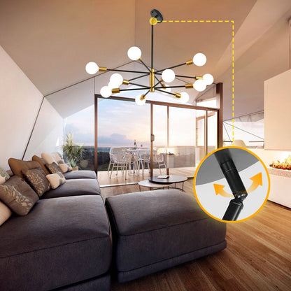 Lampadario lineare moderno Sputnik 8/10/12 luci